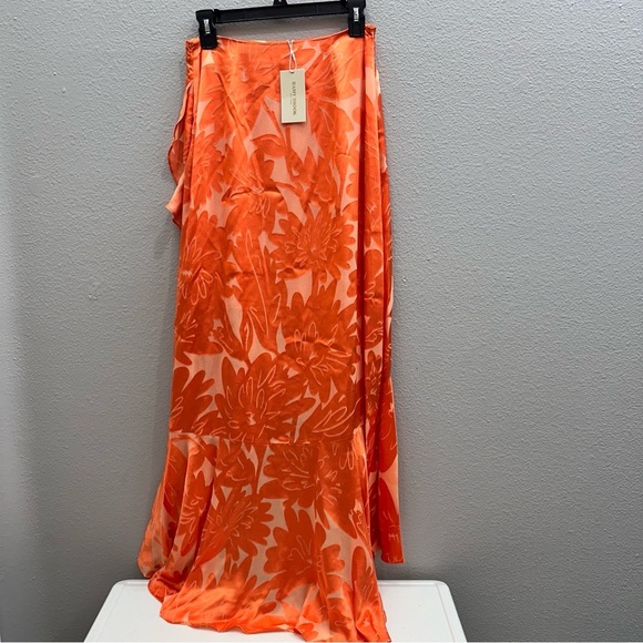 Ramy Brook Skirt Size 6 Orange A-Line Elisa Floral Ruffled Lined Fashion Style - Picture 6 of 11
